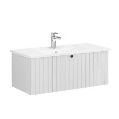 Vitra Root Groove 69388 Lavabo Dolabı, Tek Çekmeceli, 100 Cm, Mat Açık Gri, Köşeli Lavabolu